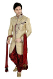 Elegant Brown Brocade Silk Indian Wedding Sherwani For Men