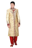 Modern Cream Brocade Silk Indian Wedding Sherwani For Men