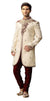 Admirable Cream Jacquard Silk Indian Wedding Sherwani For Men