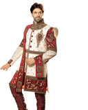 Traditional Off White Banarasi Silk And Jacquard Indian Wedding Sherwani For Men