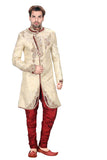 Ethnic Beige Brocade Silk Indian Wedding Sherwani For Men