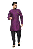 Traditional Violet Art Silk Indian Wedding Sherwani For Men