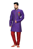 Ethnic Purple Art Silk Indian Wedding Sherwani For Men
