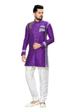 Traditional Purple Art Silk And Dupioni Raw Silk Indian Wedding Sherwani For Men