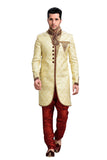 Royal Look Cream Brocade Silk Indian Wedding Sherwani For Men