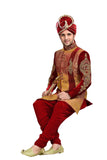 Ethnic Red Velvet Indian Wedding Sherwani For Men