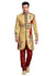 Modern Dark Cream Jacquard Silk Indian Wedding Sherwani For Men