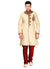 Ethnic Beige Jacquard Silk Indian Wedding Sherwani For Men