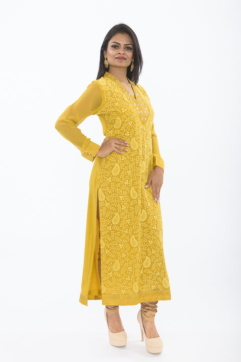 Daffodil Yellow Kurti Salwar Kameez