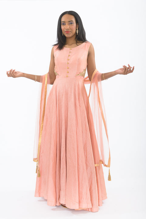 Charming Pink Indo-Western Anarkali Gown