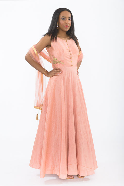 Charming Pink Indo-Western Anarkali Gown