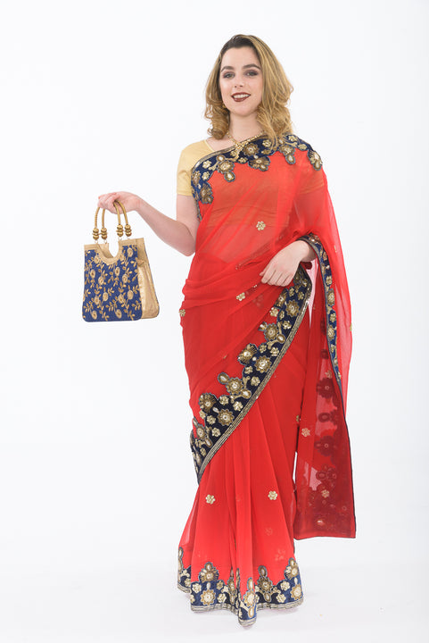 Trendy Red Bridesmaid Saris