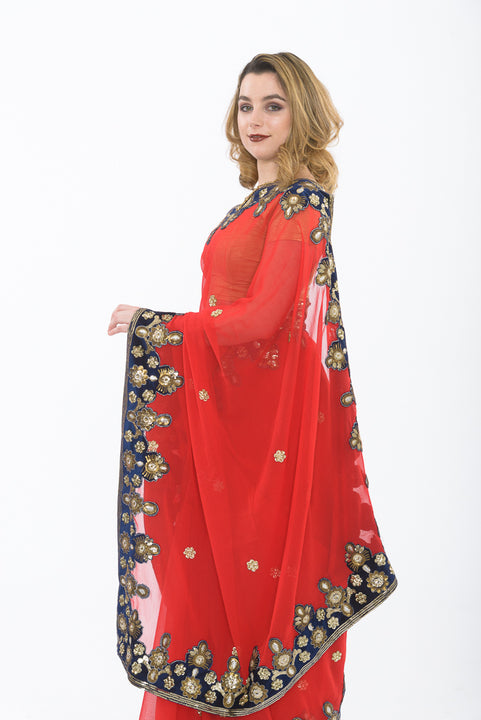 Trendy Red Bridesmaid Saris