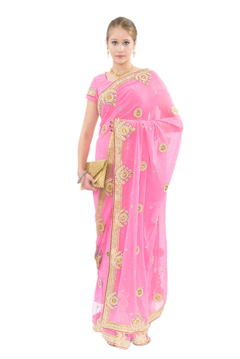 Enchanted Pink Ready-Made Pre-Pleated Sari