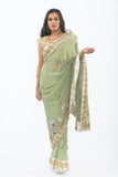 Glamorous Green Heavy Embroidered Indian Wedding Reception Sari