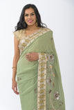 Glamorous Green Heavy Embroidered Indian Wedding Reception Sari