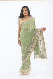 Glamorous Green Heavy Embroidered Indian Wedding Reception Sari