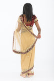 Alluring Maroon & Gold Lehenga Style Ready-Made Pre-Pleated Sari