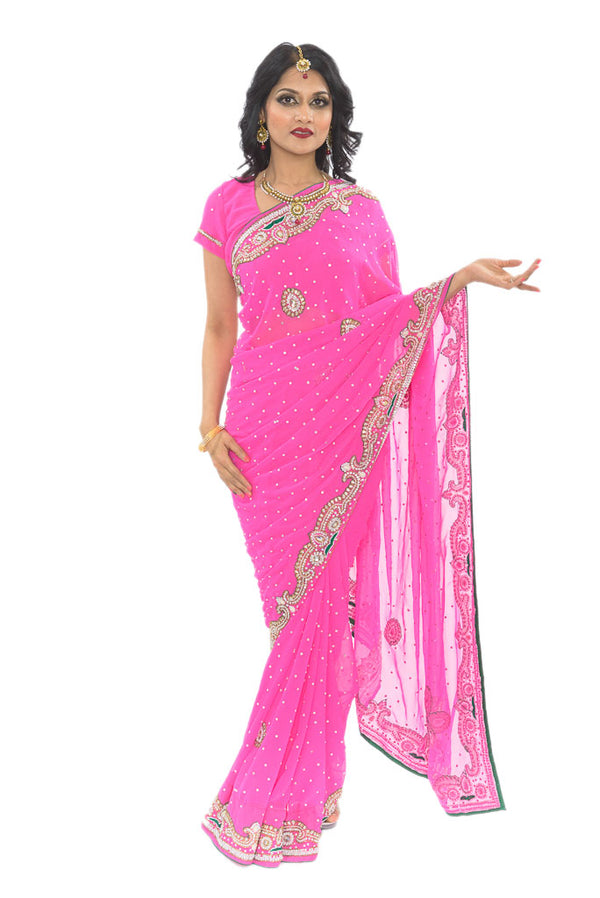 Olivia Pink Party Wear Sari