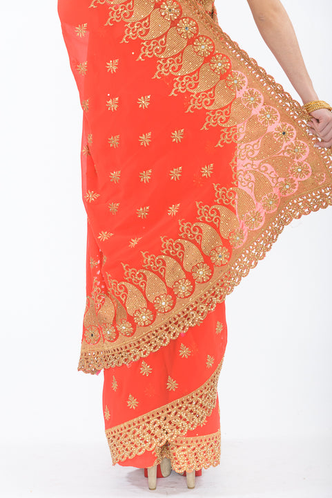 Summer Citrus Ready-Made Pre-Pleated Sari