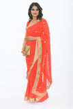 Enticing Orange Party Wear Sari