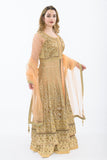 Majestic Lace Gold and Peach Indo-Western Lehenga-SNT11071