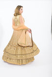 Majestic Lace Gold and Peach Indo-Western Lehenga-SNT11071