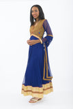 Egyptian Blue Indo-Western Anarkali Gown - Side