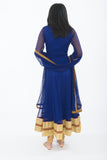 Egyptian Blue Indo-Western Anarkali Gown - Back