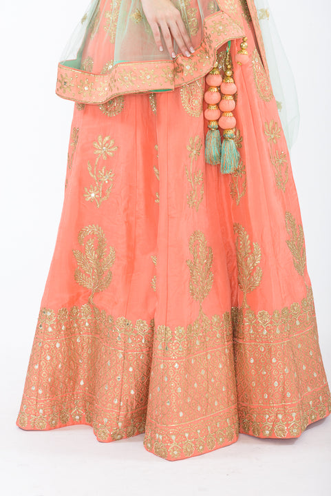 Madison Peach Heavy Bridal Lehenga Choli L1502