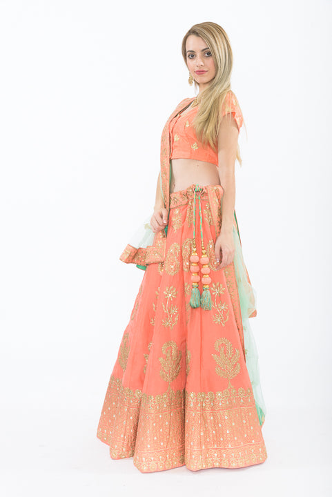 Madison Peach Heavy Bridal Lehenga Choli L1502