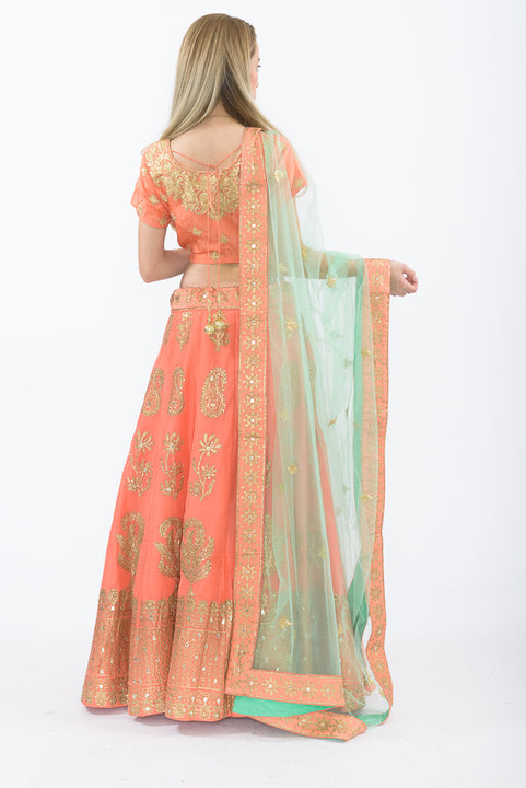 Madison Peach Heavy Bridal Lehenga Choli L1502