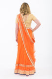 Orange and Gold Silk Lehenga - Full Back View