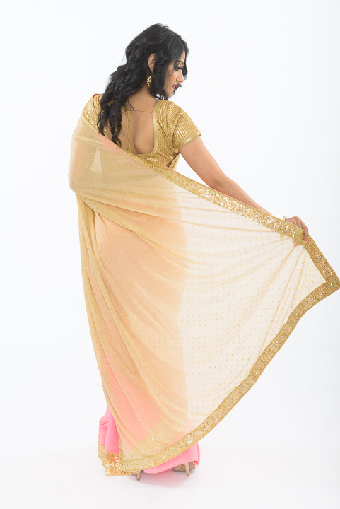 Leading Lady Ombre Pink Ready-Made Pre-Pleated Sari