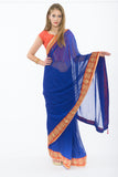 Traditional Indian Beauty Royal Blue Ready-Made Pre-Pleated Sari-SNT10127