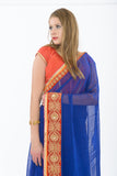 Traditional Indian Beauty Royal Blue Ready-Made Pre-Pleated Sari-SNT10127
