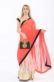 Light and Breezy Orange Modern Style Bollywood Party Sari