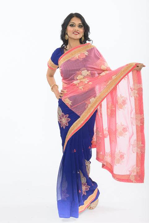 Spring Fling Modern Floral Partywear Sari