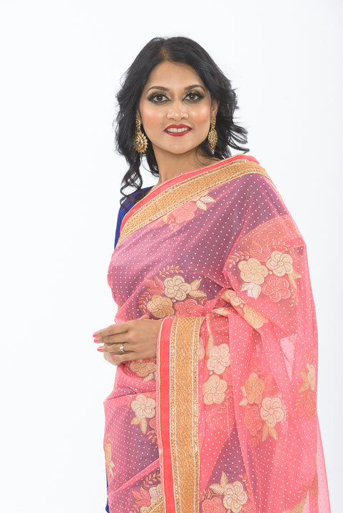 Spring Fling Modern Floral Partywear Sari