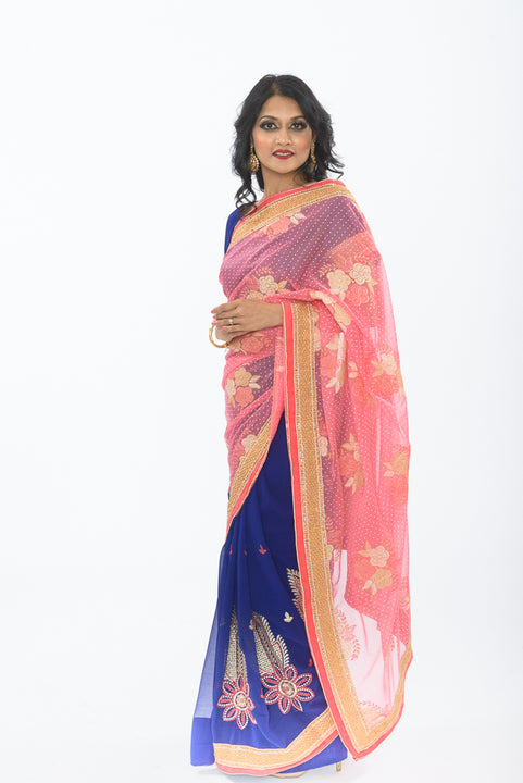 Spring Fling Modern Floral Partywear Sari
