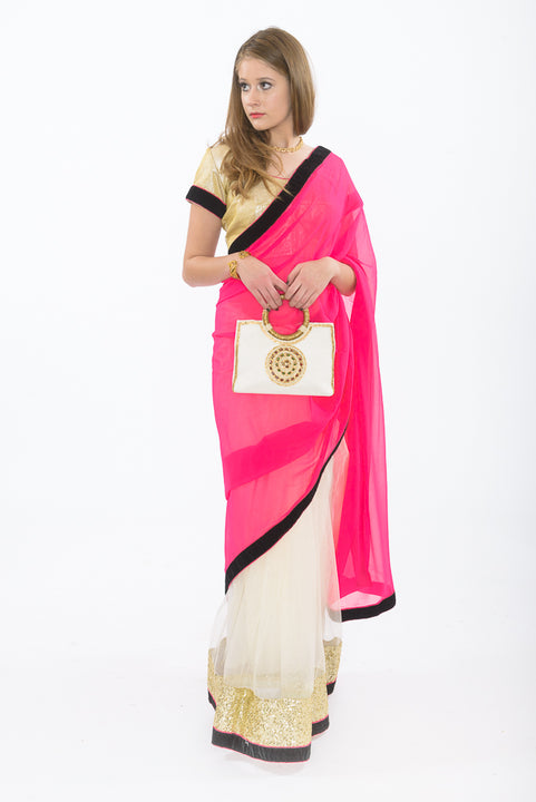 Light and Breezy Pink Modern Style Bollywood Party Sari