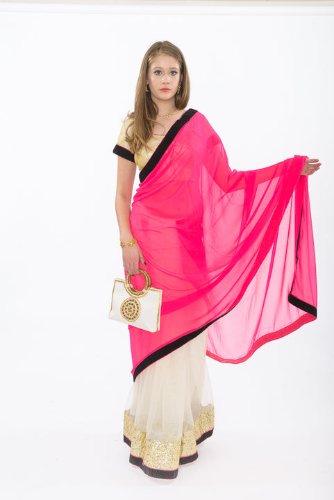 Light and Breezy Pink Modern Style Bollywood Party Sari