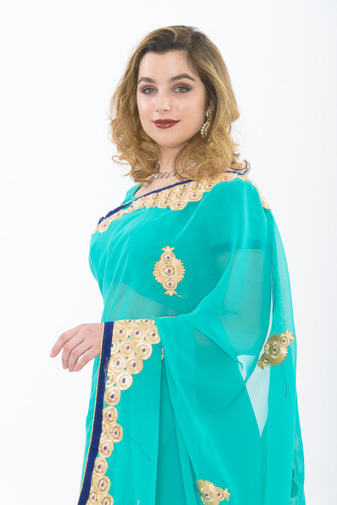 Seaside Teal Sari