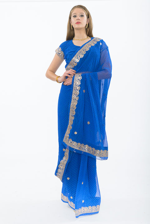 Dehli Dance Royal Blue Partywear Sari