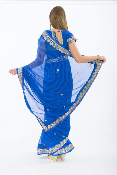 Dehli Dance Royal Blue Partywear Sari