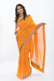 Lively Orange Bhandej Bandhani Print Sari