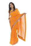 Lively Orange Bhandej Bandhani Print Sari