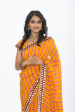 Lively Orange Bhandej Bandhani Print Sari