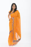 Lively Orange Bhandej Bandhani Print Sari