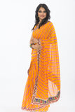 Lively Orange Bhandej Bandhani Print Sari